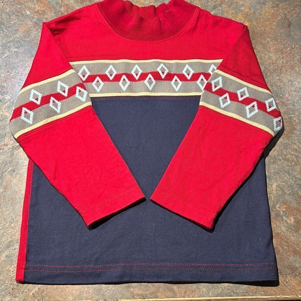 Hanna Andersson Red and Blue Pullover Shirt Sz 4 or 100